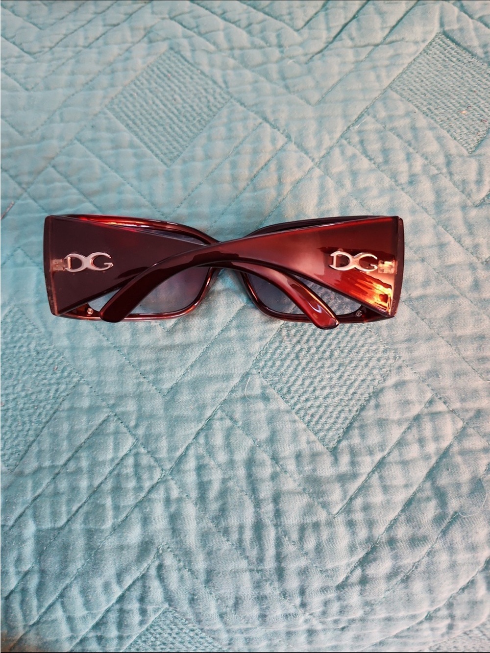 Dolce & Gabbana Deep Red Rectangular Logo Sunglasses